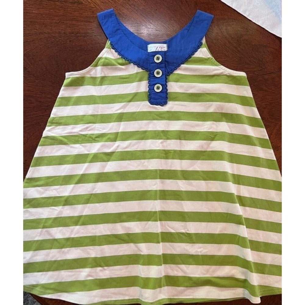 Matilda Jane Girl Size 12 Adventure Begins Green/White Striped‎ Trampolining Top